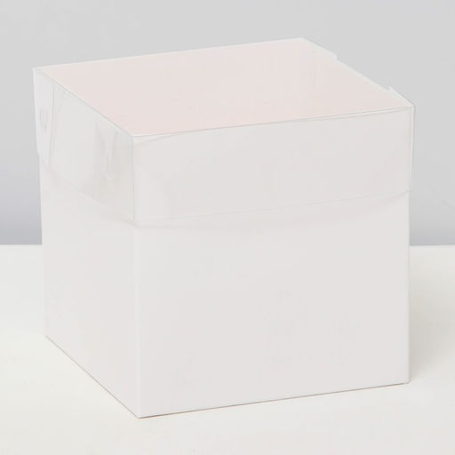 Цена за 5 шт. Коробка для цветов с PVC крышкой, 12×12×12 см, белая