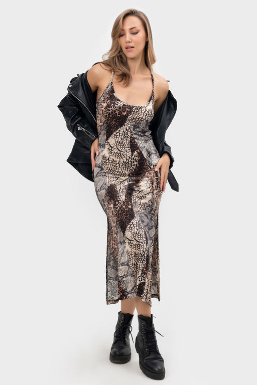 Платье комбинация летнее пляжное на бретельках вискоза