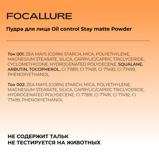 FOCALLURE Пудра для лица Oil control Stay matte Powder тон 002, 10 г  фото 6