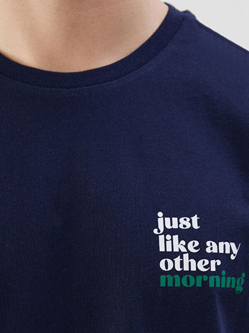 Bisiklet Yaka K?sa Kollu Bask?l? Penye Erkek Ti??rt