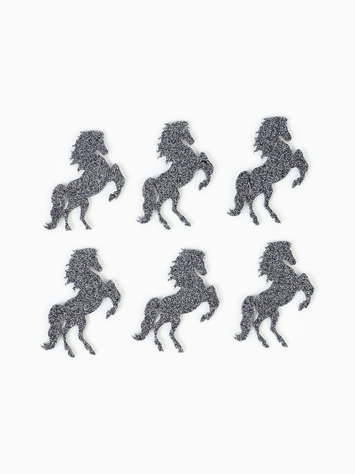 Декор новогодний Лошадки на клеевой основе, графит, набор 6 шт.