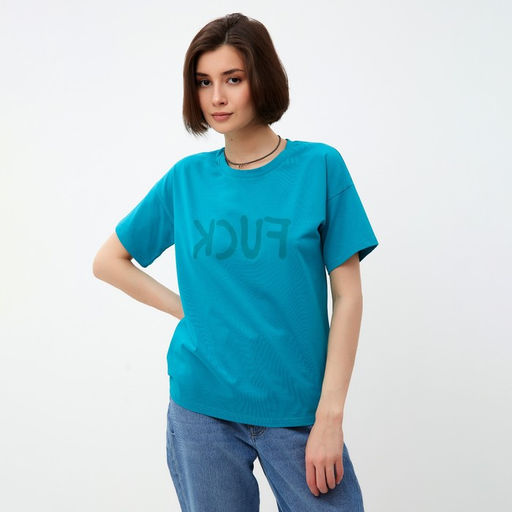 Футболка женская MINAKU Fuck, голубая, размер 46