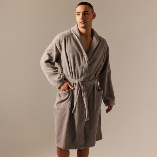 Халат махровый мужской SL HOME: Basic «Софт Мист», размер M, хлопок 100%, серый