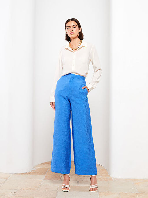 Kad?n Y?ksek Bel Standart Fit D?z Pantolon