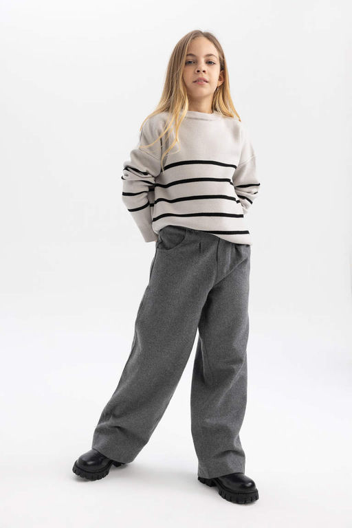 Широкие овальные брюки для девочек - Defacto фото 5