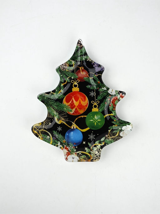 Тарелка плоская новогодняя «Новогодние игрушки», 16.5×19.5 см