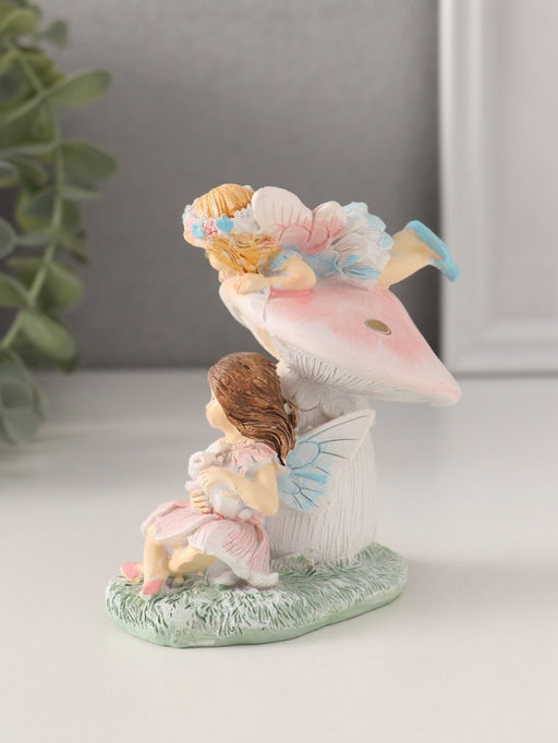 Фигурка полистоун Девочки-феи с грибочком и кроликом, 9?6.5?10 см