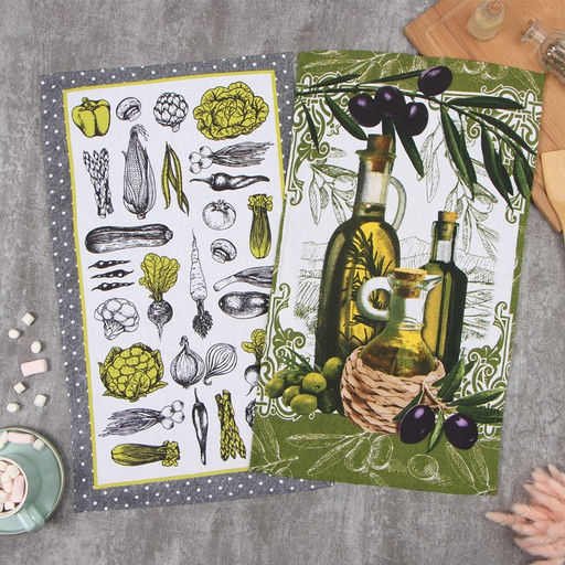 Набор полотенец кух. Доляна Овощи 35х60 см - 2шт, 100% хл фото 2