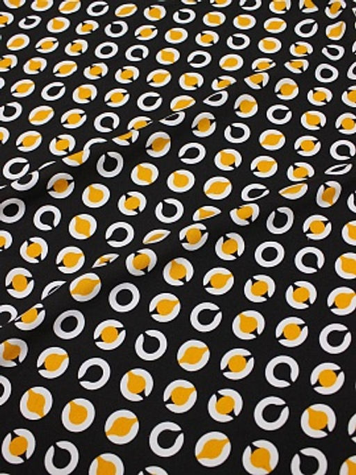 Штапель Витро цв.черный/оранжево-желтый, ш.1.42м, вискоза-100%, 90гр/м.кв