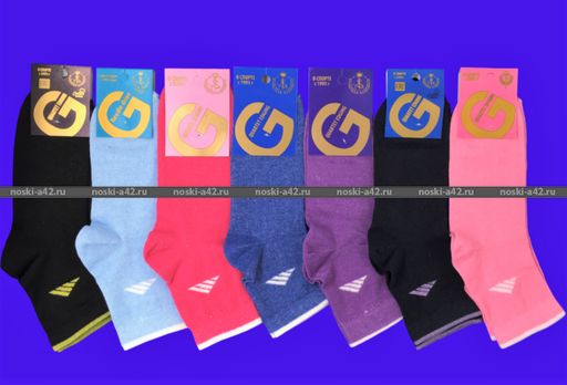 Цена за 10 пар. Золотая Игла носки женские спортивные с лайкрой с-1111 23-25  фото 3