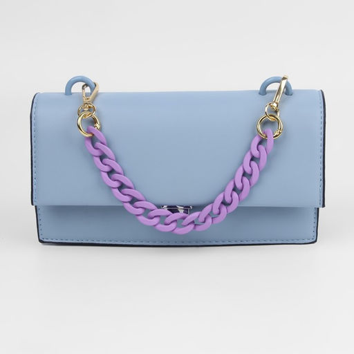 Цепочка для сумки, с карабинами, пластиковая, 23×17 мм, 30 см, цвет сиреневый, золотой