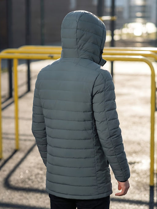 Куртка мужская удлинённая стёганая с капюшоном и графеновой подкладкой утеплитель тинсулейт - Valianly фото 37