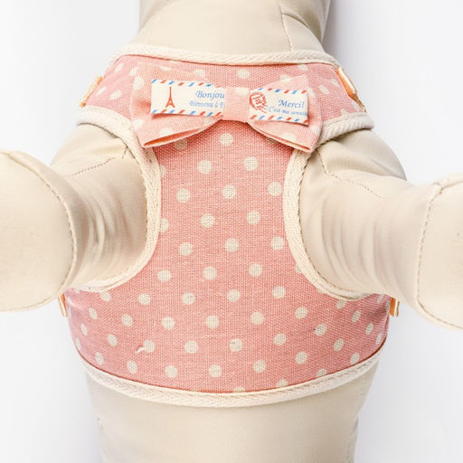 Комплект с мягкой шлейкой Горох, размер М, поводок 120 х 1,5 см, ОГ 34-66 см, розовый - Пижон фото 6