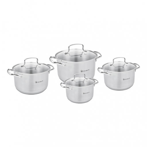 Набор посуды нерж ZEIDAN 8 пр (4,0 л, 5,1 л, 6,6 л, 8,2 л) с крыш, арт. Z-50822