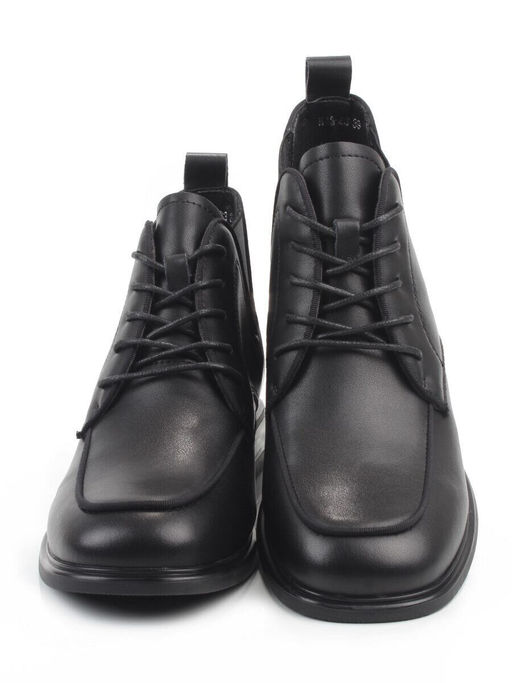 01-M43-23 BLACK Ботинки демисезонные женские (натуральная кожа, байка)