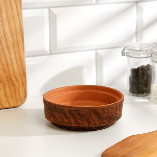 Блюдо для запекания, 300 мл., 12×5 см, красная глина, коричневый