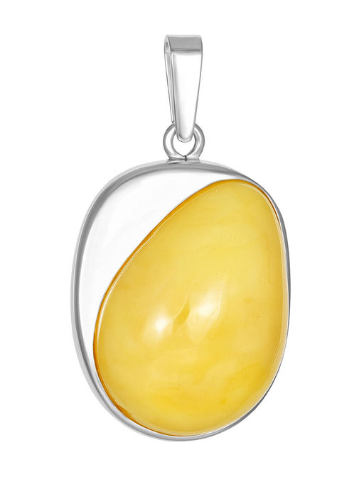 Подвеска из натурального медового янтаря в необычной оправе