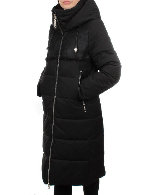23-636 BLACK Пальто зимнее женское (холлоффайбер 150 гр., искусственная дубленка) - Fashion фото 5