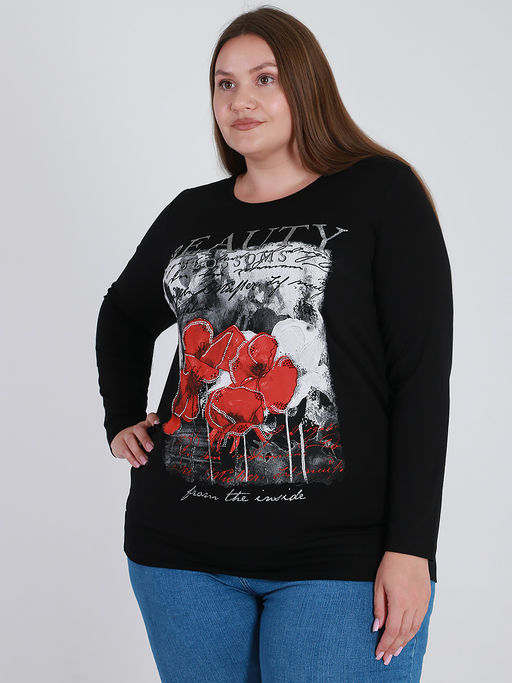 Туника большого размера женская с принтом - Almond фото 2