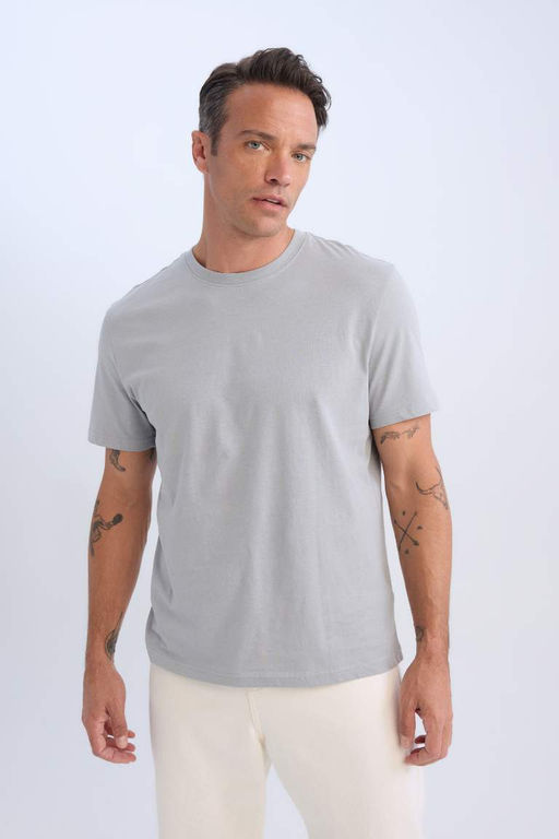 New Regular Fit Bisiklet Yaka Basic Duz K?sa Kollu Tisort - Defacto фото 2