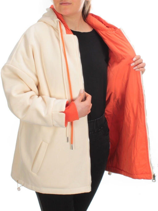 2561 BEIGE/ORANGE Худи женское (50 гр. синтепон) - Фабричный китай фото 6