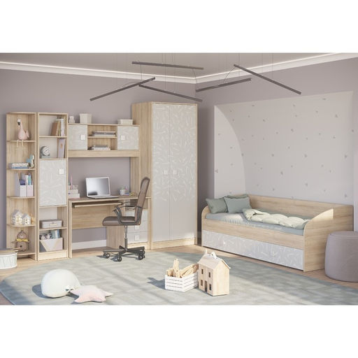 Кровать односпальная с двумя ящиками МИККИ 800х2000 Дуб Ривьера/ Пастельный Зеленый - Simaland фото 4