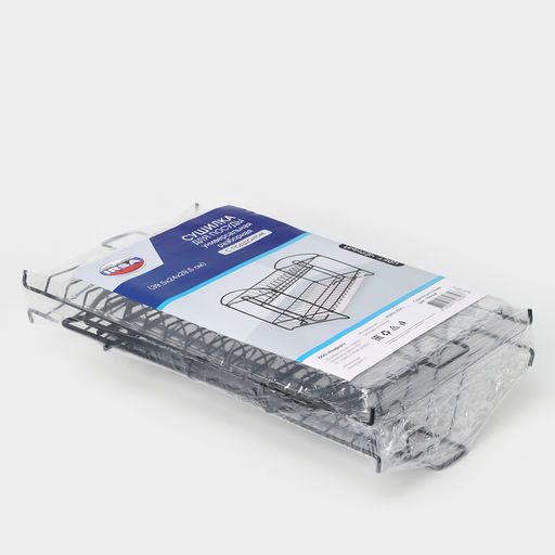 Сушилка для посуды с поддоном 2-х ярусная, разборная, 39.5×24×29.5 см, чёрная