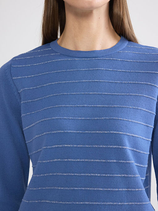 Bisiklet Yaka ?izgili Kad?n Triko Kazak