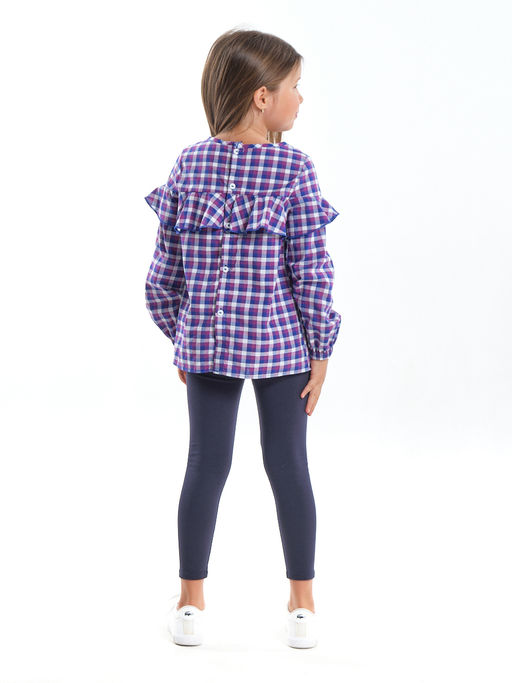 Блузка для девочки в клетку UD 4952 сирень клетка - Mini maxi фото 11