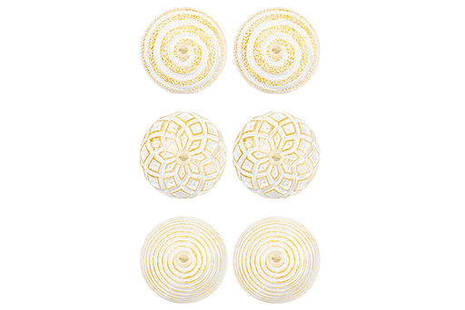 Набор 6 новогодних шаров 8*8 см Золотой винтаж шампань с эффектом старины - Elan gallery фото 5