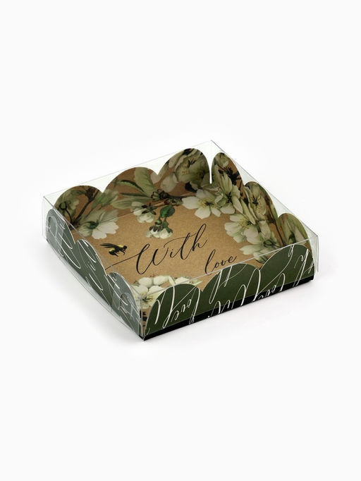 Цена за 5 шт. Коробка для печенья, кондитерская упаковка с пластиковой крышкой, «Пчёлка», 10.5×10.5×3 см