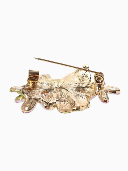 Брошь «Сакура» цветок, цвет зелено-розовый в золоте