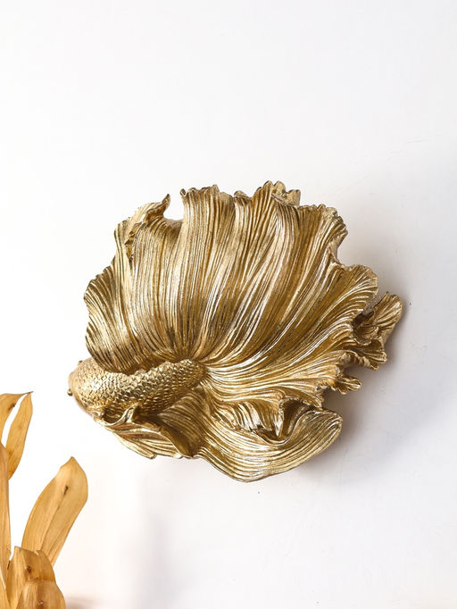 Панно интерьерное полистоун "Средняя золотая рыбка. Вуалехвост" 21,7х14,2х8 см