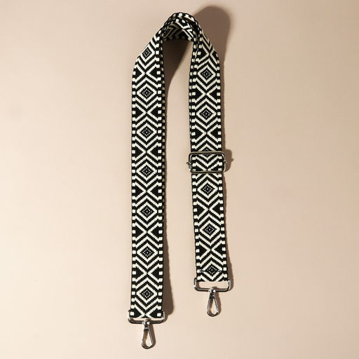 Ручка для сумки «Орнамент», стропа, 135±3×3.8 см, чёрная, белая