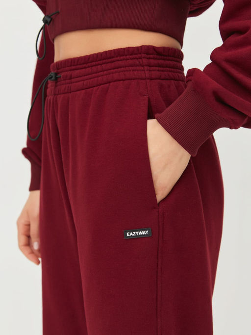 Спортивные брюки с высокой посадкой и поясом со шнуром на стоппере - NEVERLATE фото 3