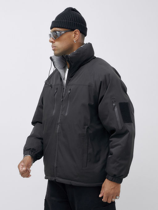 Куртка двухсторонняя мужская молодежная зимняя черного цвета 25308Ch - Mtforce фото 7