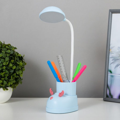 Лампа настольная «Ботинок лось» LED 3 режима 3 Вт USB органайзер синий 8×11×31 см RISALUX