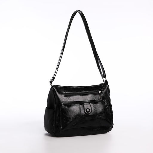 Сумка женская на одно плечо, на молнии, цвет чёрный - Simaland фото 3