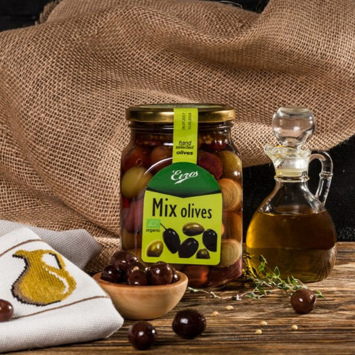 Микс из премиум оливок в рассоле EcoGreece, ст.б., 750г