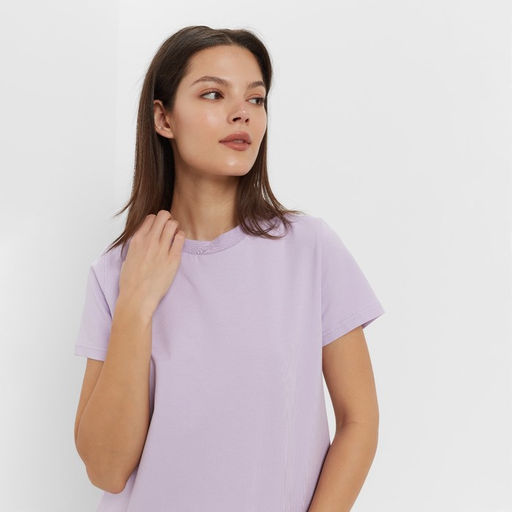 Футболка однотонная женская MINAKU: Basic line, лавандовая, размер 42