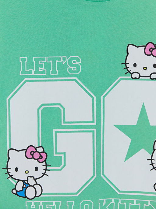 Bisiklet Yaka Hello Kitty Bask?l? K?z ?ocuk Ti??rt