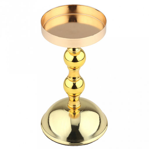 Подсвечник металлический "Визави" h16,8см, чаша д8,4см, h1,9см, пластмассовая ножка, нескользящее основание д9см, золотой, в коробке (Китай)