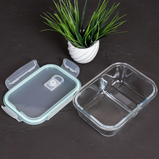 Контейнер прямоугольный с разделителем 640 мл, крышка с клапаном, стекло / R-640/2TQ /уп 36/ - Галеонтрейд фото 5