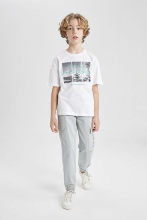 Erkek Cocuk Kargo Fit Beli Bagc?kl? Lastikli Paca Cepli Jogger Gabardin Pantolon