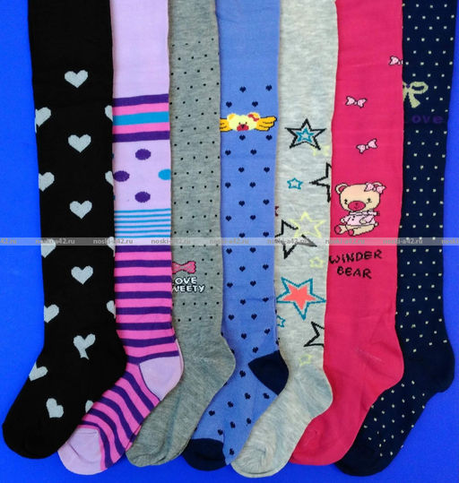 Цена за 12 шт. BFL колготки детские с рисунком на девочек ассорти