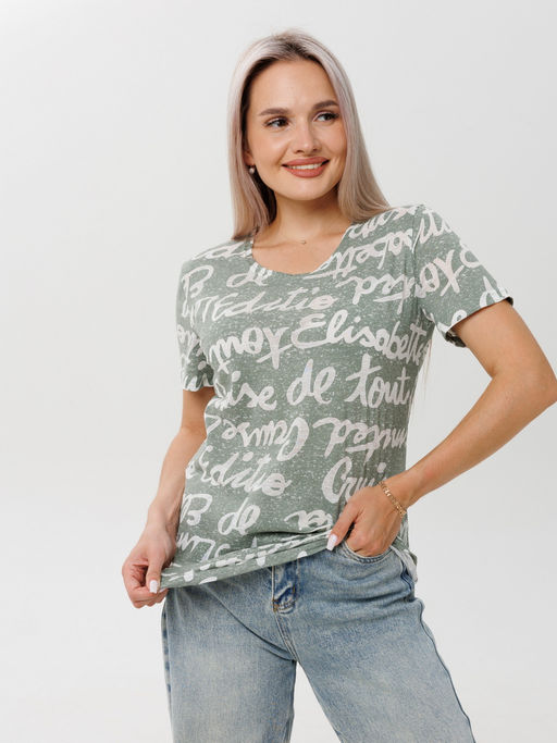 Футболка женская Ф-48 (деворе) Хаки