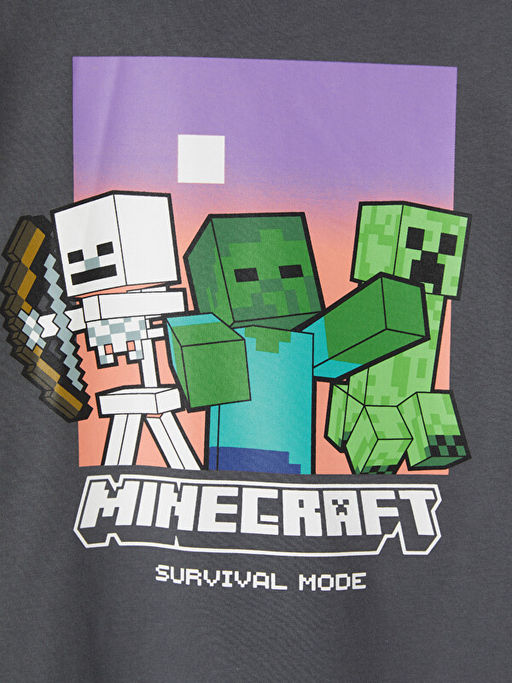 Bisiklet Yaka Minecraft Bask?l? Erkek ?ocuk Ti??rt