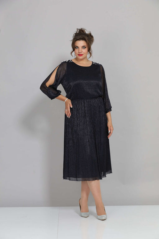 Платье Mira Fashion 5446S-Р синий с открытыми рукавами