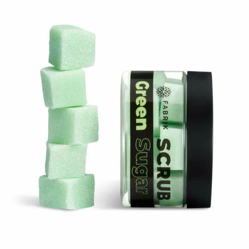 FABRIK Cosm. Скраб-"кубики" Сахарный д/тела Sugar Green Scrub 200гр банка срок 03.2026