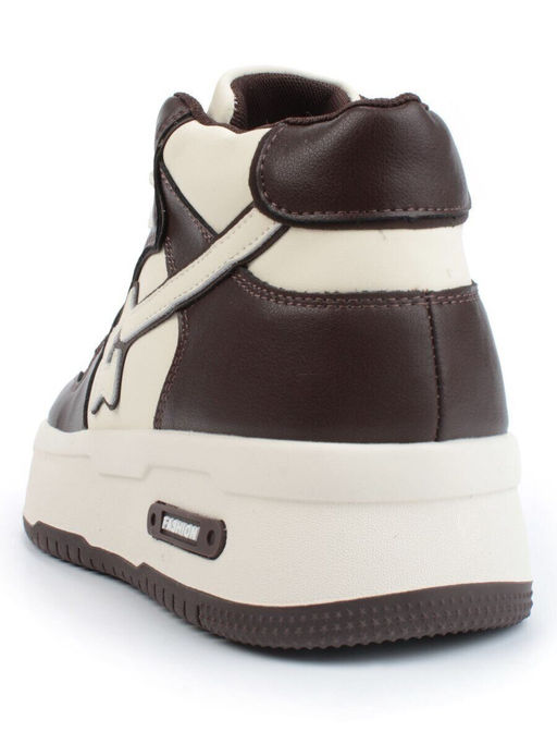 05-P84-2Z BEIGE/BROWN Кроссовки женские зимние (натуральная и искусственная кожа, шерсть)